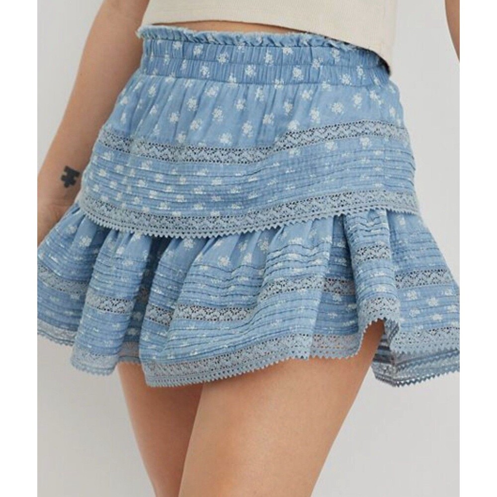 NWT Aerie Tiered Ruffle High Waist Mini Skirt XS